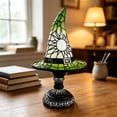 thumbnail image 5 of PoyoKee Halloween Decorations - Witch Hat Lamp, Gothic Stained Glass Night Light, Witch Resin Desk Lamp for Book Shelf Mantel Halloween Indoor Decor, 5 of 7