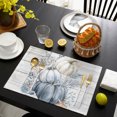 thumbnail image 4 of Navy Blue Pumpkins Fall Placemats Set of 2, Thanksgiving Coastal Wooden Seaside Washable Wipeable Table Mats for Dining Tables, Indoor Outdoor Kitchen Place Mats for Holiday Party Table Decor, 4 of 9