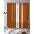 thumbnail image 4 of Burnt Orange Beige Striped Semi Sheer Curtains 84 Inch Length 2 Panels Set, Modern Farmhouse Retro Lines Sheer Kitchen Curtain Privacy Voile Window Curtain for Living Room Bedroom Rod Pocket Drapes, 4 of 7