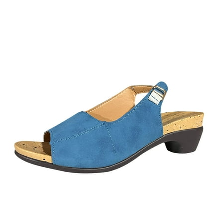 

Women Summer Square Heels Open Toe Breathable Sandals Fashion Shoes