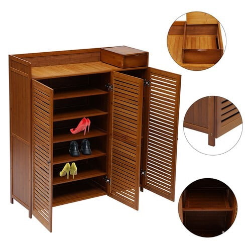 Shoe Organizer Closet Cabinet Wood Shoe Storage Rack Entryway Shoe Cabinet