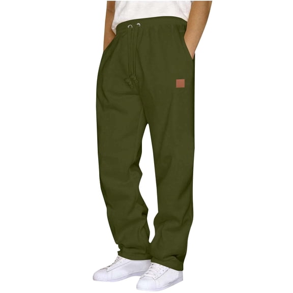 GUZOM Big & Tall 4XL Casual Pants,Elastic Waist Drawstring Straight Leg,100% Polyester Wrinkle-Resistant Army Green Lounge/Athleisure Pants