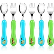 Toddler Fork and Spoon, 6pcs Toddler Utensils Kids Silverware (Excavator)