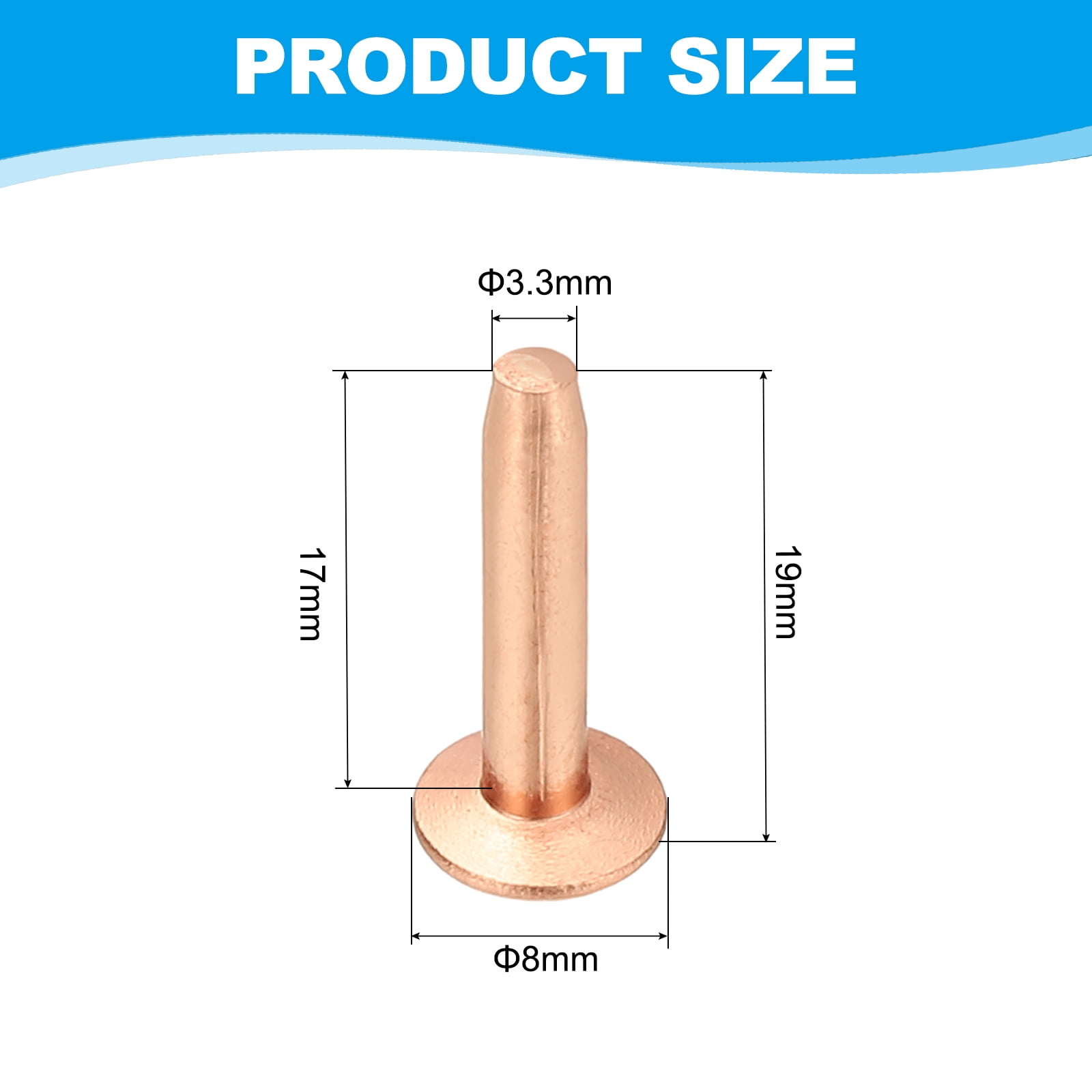 8x3.3x17mm Studs for Clothing, 100 Sets Spikes for Clothes Studs and Spikes Leather Rivets Burrs Copper Fastener Metal Screw Posts for Leather Jacket Crafting Crafts Fabric