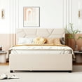 thumbnail image 2 of Beige Linen Upholstered Platform Bed With Brick Style Headboard, Twin Trundle & 2 Drawers, Solid Wood Frame, Max Storage Space, No Box Spring Size Linen, Structure, 2 of 6