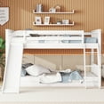 thumbnail image 6 of Bellemave Full Over Full Bunk Bed with Slide and Ladder Wood Floor Bunk Bed with Headboard Full Size Low Bunk Bed Frame No Box Spring Needed, White, 6 of 9