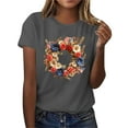 thumbnail image 4 of Drses ‌‌‌‌ Independence Day ‌4th of July Women's Patriotic Graphic Tee - American Flag Sunflower Glitter Stars Short Sleeve Shirt (Sizes S - 2XL), 4 of 7