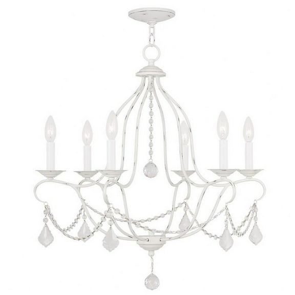 Traditional French Country Six Light Chandelier-Antique White Finish Bailey Street Home 218-Bel-1261163