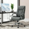 thumbnail image 2 of Vinsetto Home Office Chair Linen Fabric Computer Chair with Armrests Grey, 2 of 10