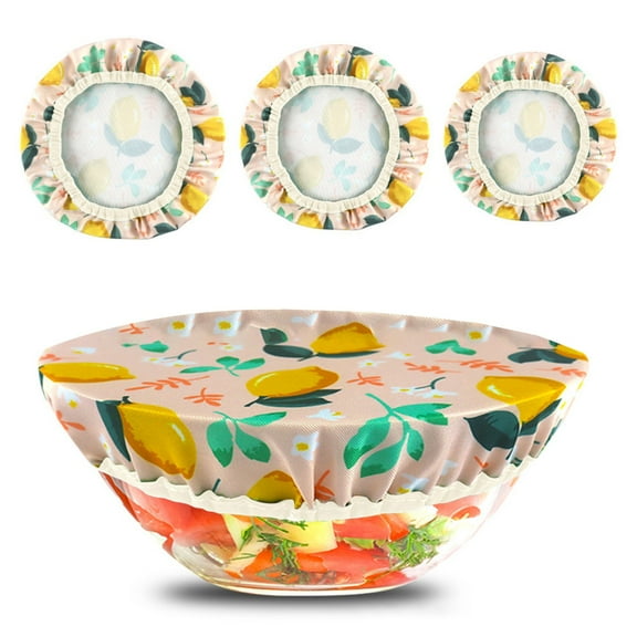 Food Bowl Storage Cover, Reusable Bowl Cover, Elastic Cotton Washable, 3Pcs Reusable Bowl Covers, Elastic Cotton, Leak-Proof, Perfect for Food Storage and Keeping Meals Fresh, By Kingtowag