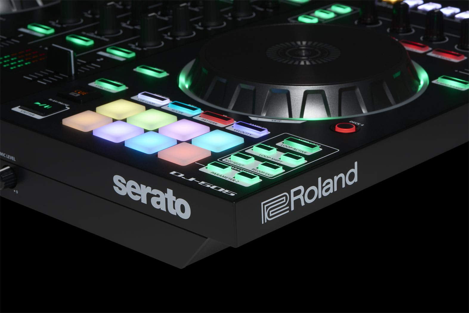 Roland DJ-505 DJ Controller Bundle with Stand, Headphones, and Austin Bazaar Polishing Cloth
