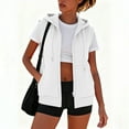 thumbnail image 5 of jobturf Sleeveless Hoodies for Women Athletic Workout Drawstring Sweatshirts Zip up Vest Spring Summer Fashion Lightweight Jackets with Pocket, 5 of 9