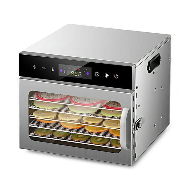 Graflsoa 6-Tier Touchscreen Food Dehydrator with Timer, LED Light, and 400W Power for Fruits, Vegetables, and Jerky – Stainless Steel, Low Noise, and Energy Efficient