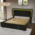 thumbnail image 4 of Merluxy Full Size Bed Frame with Led Lights Headboard,Acrylic Mirror Accents,No Box Spring Needed,Velvet Black, 4 of 10