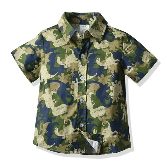 Kmbangi Summer Little Boys Shirt Manches Courtes Revers Poitrine Simple