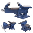 thumbnail image 2 of Heavy Duty Bench Vise With Enhanced Grip, Ductile Iron For Multifunctional Use, Features Mount Holes And Roll-formed Screw Threads, Swivels And Locks (4", Chrome Plated), 2 of 5