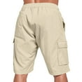 thumbnail image 4 of DDAPJ pyju Linen Cargo Shorts for Men Drawstring Summer Beach Shorts Lightweight Comfy Lounge Sweat Shorts with Multi Pockets Khaki M, 4 of 9
