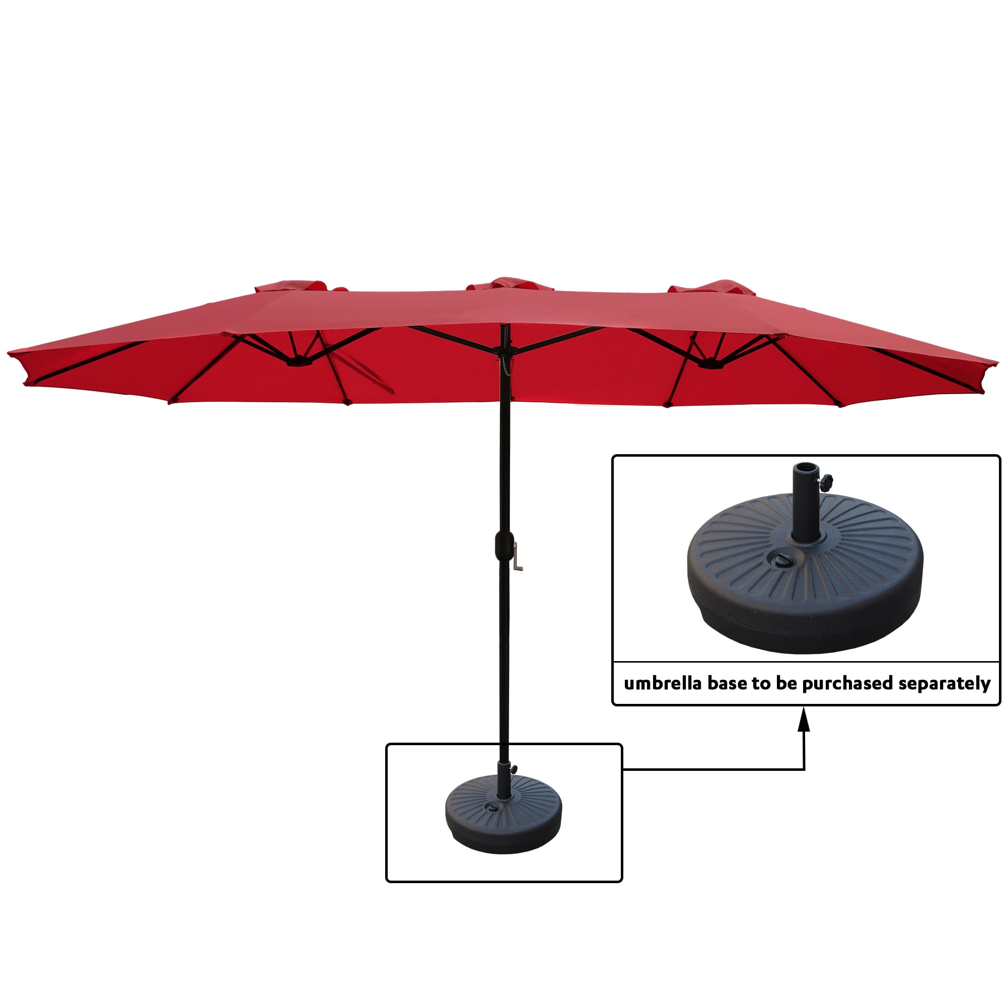 Abble 15X9 ft. Rectangular Market Umbrella Red