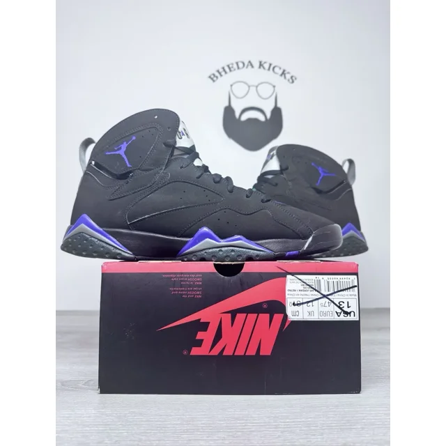 Ni - ke Size 13 - Air Jordan 7 Retro PE Ray Allen Black Purple Green Suede (304775-053)