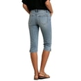 thumbnail image 4 of LEKWK Capri Jeans for Women Stretch Mid Rise Casual Denim Capri Pants Side Slit Slim Fit Pull On Cropped Trousers with Pockets Fashion Daily Wear, 4 of 7