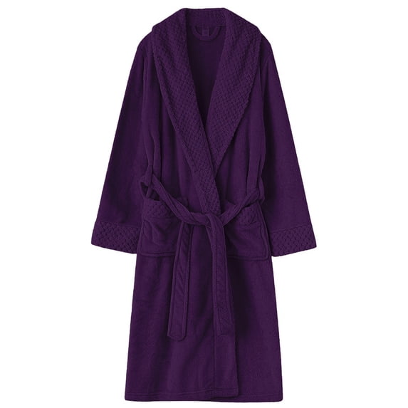 Elowel Pajamas Bathrobe for Men and Women Hooded Bath Robe Unisex XL Purple