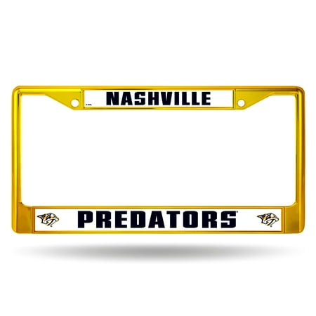 - Nashville Predators NHL Licensed Yellow Painted Chrome Metal License Plate Frame