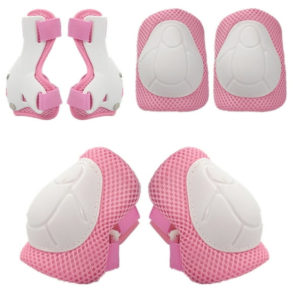 Happon 6 in 1 Kids Kneepads & Elbow Pads Protective Gear Set Knee Pads with Wrist Guards for 3-8 Years Kids Youth Boys Girls, Rollerblading Skateboard Skating Cycling Bike Sports, Pink