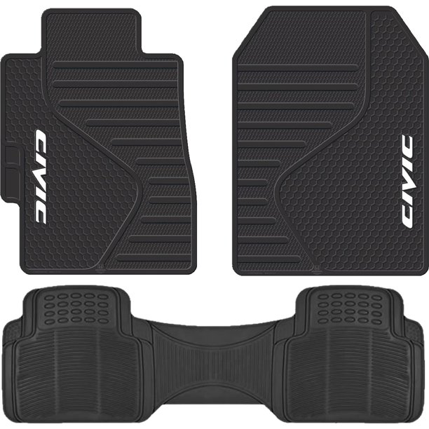 3 Piece ALL Weather Heavy Duty Rubber Front Floor Mats & Universal
