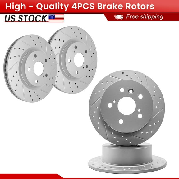 ACB ZONE 4PCS Front Rear Brake Rotors Set, Drilled & Slotted Disc Rotors Kit for Lexus ES350 Toyota Avalon Camry