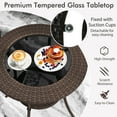 thumbnail image 3 of Patiojoy Outdoor Side Table with Storage PE Wicker Patio Bistro Table with Tempered Glass Tabletop, 3 of 9