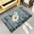 thumbnail image 4 of Kitchen Rugs and Mats Set Non-Slip Cushioned Anti-Fatigue Floor Mat Machine Washable 2 Pieces Rug Set Kitchen Mats,Rustic Floral Yellow Daisy Butterfly on Rustic Blue Wooden, one size, 4 of 6