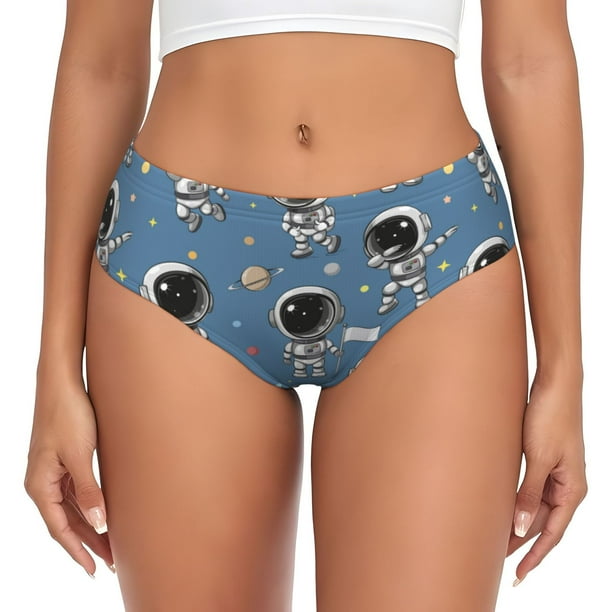 Fotbe Astronaut Calzones Estampados para Mujer – Ropa Interior de Algodón, Cómoda, Suave y Elástica-Medium