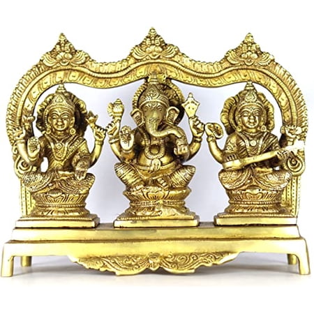 ASHIRWAD Brass Laxmi Lakshmi Ganesh Saraswati Statue, Idol, (LGS-04)