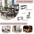 thumbnail image 6 of Harper & Bright Designs 6 Piece Counter Height Dining Table Set with Bench, Wooden, Kitchen Table for 6, Espresso, 6 of 15