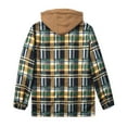 thumbnail image 7 of Plaid Hooded Jacket Men Sherpa Lined Drawstring Hoodie Jackets,Mens Fake Two Loose Thicken Long Sleeve Pockets Winter Warm Coat, 7 of 7