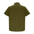 thumbnail image 3 of Iugvhana Shirt for Men Casual Solid Color Regular-Fit Short Sleeve Shirts Turndown Collar Button Down Pocket Shirt Tops Army Green M, 3 of 5