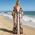 thumbnail image 2 of Puliio Womens Kimono Robes Elegant Floral Print Long Sleeve Nightgown Bathrobe Ladies Soft Comfortable Sleepwear Housecoats,Size M, 2 of 4