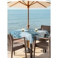 thumbnail image 3 of Outdoor Tablecloth with Umbrella Hole for Patio/Picnic/Party/Camping, Blue Teal Palm Leaves Waterproof Table Cloth Square Cover Washable, Summer Botanical Tropical Leaf (54"x 54"), 3 of 9