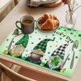 thumbnail image 3 of St. Patrick's Day Placemats Set&nbsp;of&nbsp;6 Green Plaid Hat Gnome Lucky Shamrocks Coin Gradient Green Heat Insulation Washable Place Mats, Non-Slip Table Mats for Dining Table Kitchen,13x19 Inch, 3 of 9