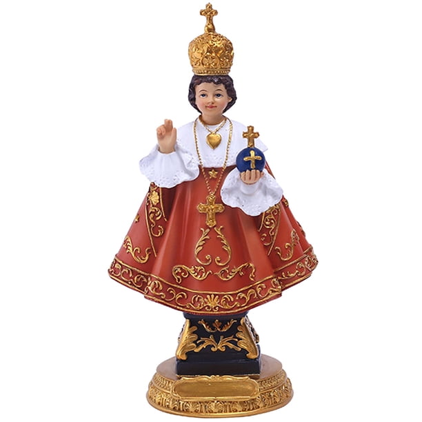 Niño Jesús Praga estatuilla de resina de escritorio religión estatua decorativa artesanía de resina