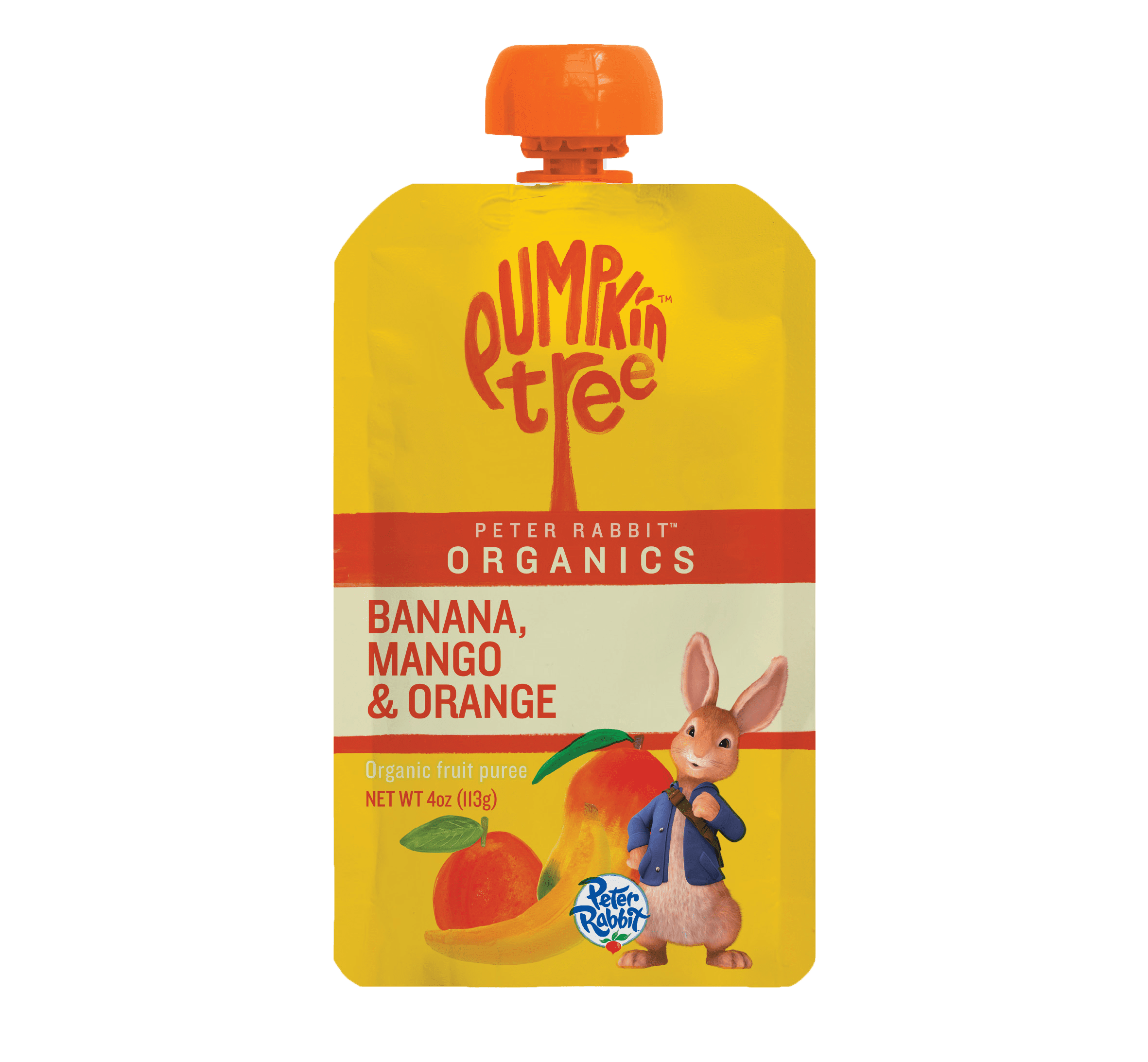 (12 pack) Peter Rabbit Banana Mango Orange Organic Fruit Puree 4 oz Toddler Snack
