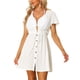 thumbnail image 1 of Mini vestido de mujer con escote en V profundo, manga corta y lazo en el frente blanco XL, 1 of 5