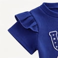 thumbnail image 5 of lnmuld Independence Day Toddler Girls 4th of July Outfit Set USA Embroidery Ruffle Sleeve Top and American Flag Flare Pants for Baby Girls Size:3-4 Years, 5 of 8