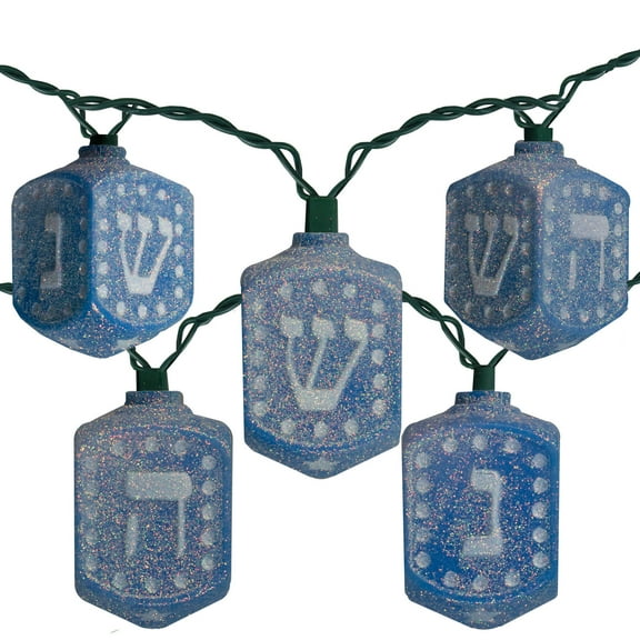 10 Count Blue Hanukkah Dreidel Novelty Light Set-Incandescent Lights
