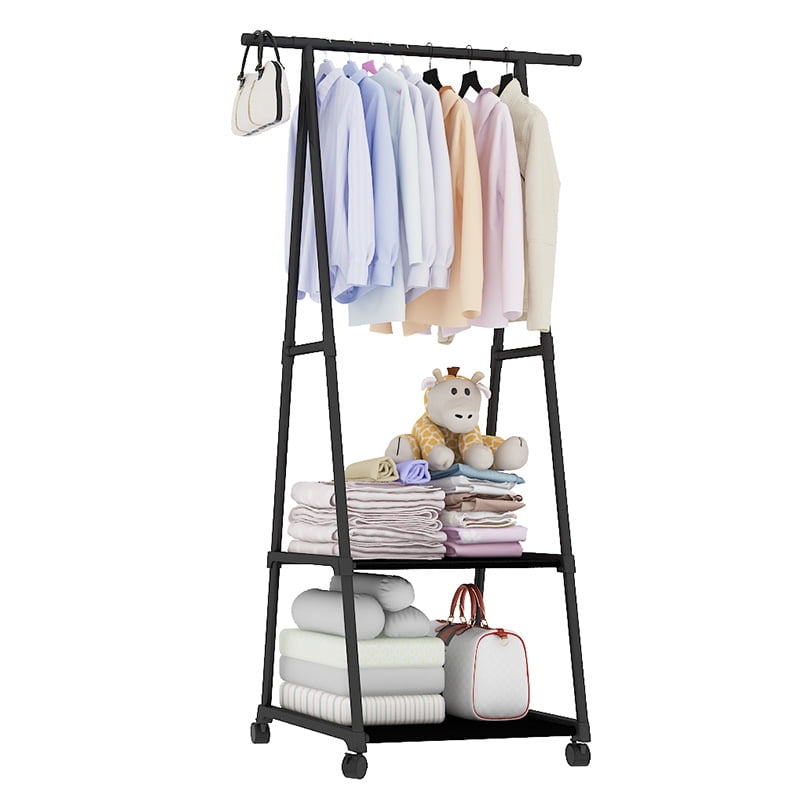 Rolling Garment Laundry Rack, Clothes Rack on Wheels Stand ...