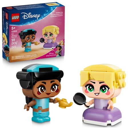 LEGO Disney Princess Mini Jasmine & Rapunzel Building Toy - Princess Toys for Girls & Boys, Ages 5  - Disney Gifts for Kids - 43303