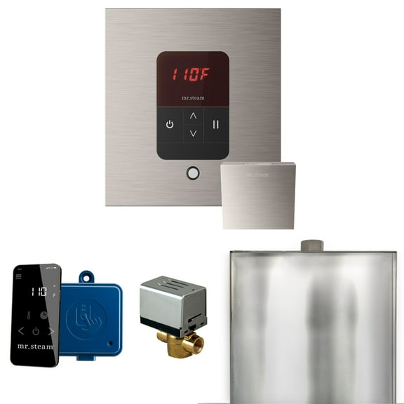 Mr Steam Basic Butler Steam Shower Ctrl Pkg w/Square iTempo Control and Steamhead in Brushed Nickel