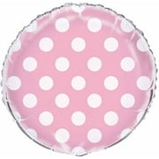 18" Foil Light Pink Polka Dots Balloon