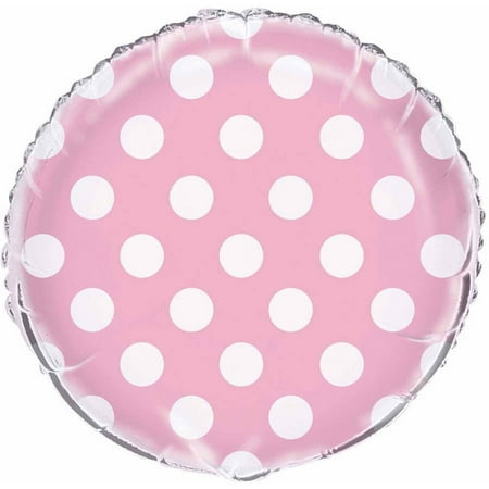 18" Foil Light Pink Polka Dots Balloon