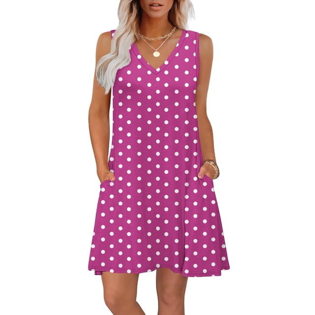 Liquidation d'Été 2025! Robe Grande Taille pour Femmes, Liquidation d'Été pour Femmes, Mode d'Été pour Femmes Robe Sans Manches à Col en V avec Poches Imprimées
